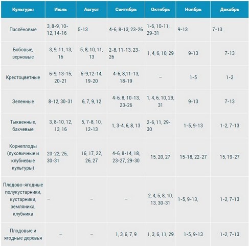 посадочный стол с июля по декабрь